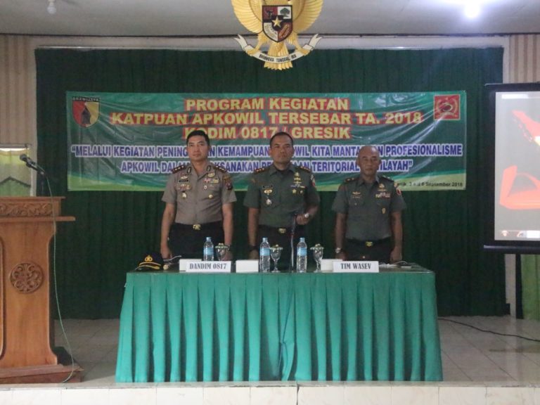 KAPOLRES GRESIK BERIKAN MATERI PENCEGAHAN DAN PENANGGULANGAN PAHAM RADIKALISME “KATPUAN APKOWIL” DI KODIM GRESIK