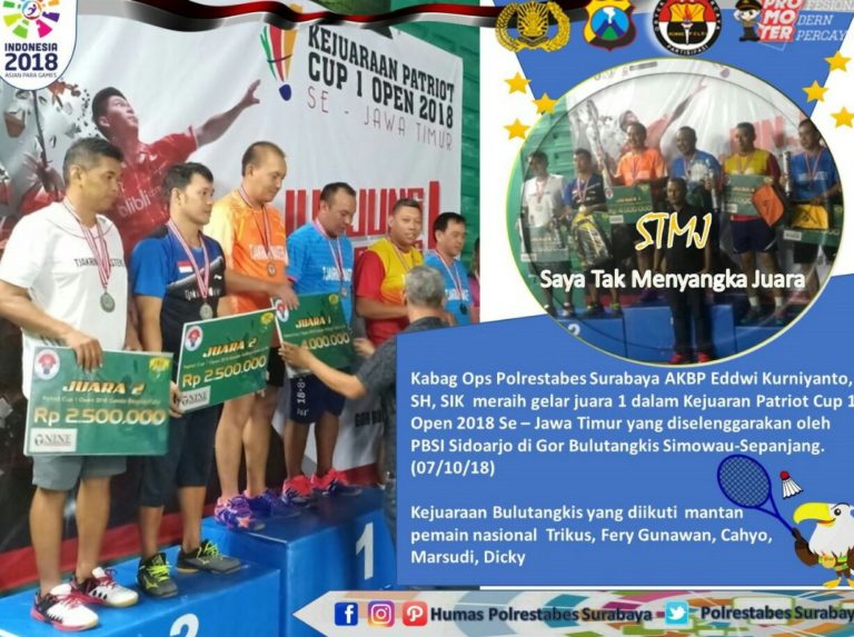 Sukses Juarai Turnamen Bulutangkis Patriot Cup, AKBP Eddwi Kurniyanto Sumbangkan Hadiah Untuk Korban Gempa Palu