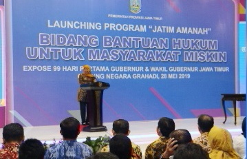 Gubernur Khofifah : Program Jatim Amanah Gratiskan Bantuan Hukum Bagi Masyarakat Miskin