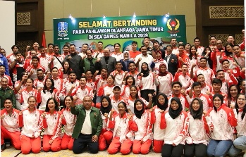 Gubernur Khofifah : Atlet Jatim Harus Kibarkan Bendera Merah Putih dan Kumandangkan Indonesia Raya Di Sea Games Manila