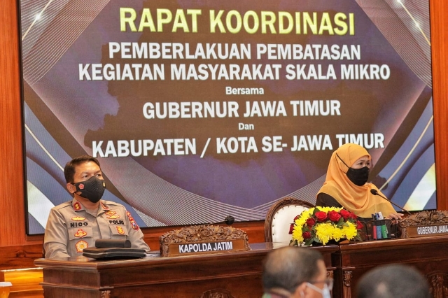 Forkopimda Menganalisa dan Evaluasi Penerapan PPKM Mikro di Jatim