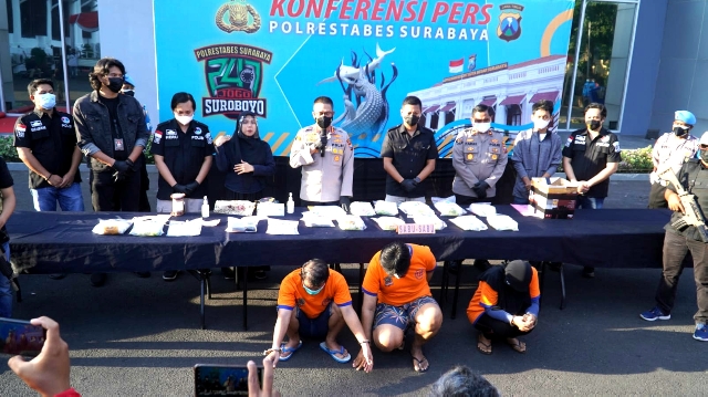 Polrestabes Surabaya Bekuk Pengedar Narkoba Lintas Provinsi