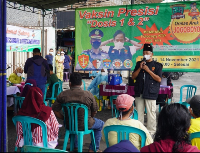 Gandeng Komunitas Jogoboyo, Polrestabes Surabaya Akselerasi Vaksin Keliling Serentak di 3 Lokasi