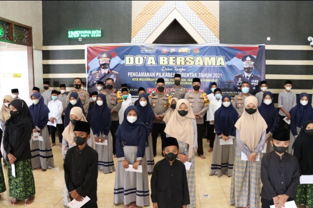 Polresta Banyuwangi, Santuni 45 Anak Yatim dan Gelar Doa Bersama, Pilkades Serentak berjalan Aman