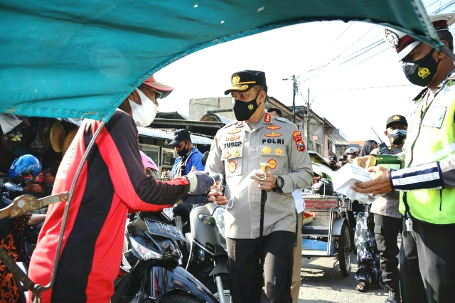 Kasus Covid-19 Meningkat, Polrestabes Surabaya Sosialisasi Prokes