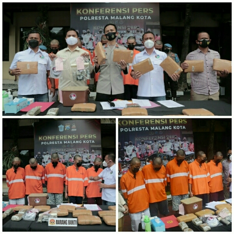Upaya Peredaran Ganja Seberat 14,5 Kg Berhasil Digagalkan Polresta Malang Kota