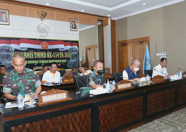 Danrem 082/CPYJ – Forkopimda Hadiri Rakornis Virtual TMMD ke 114 di Kab Lamongan