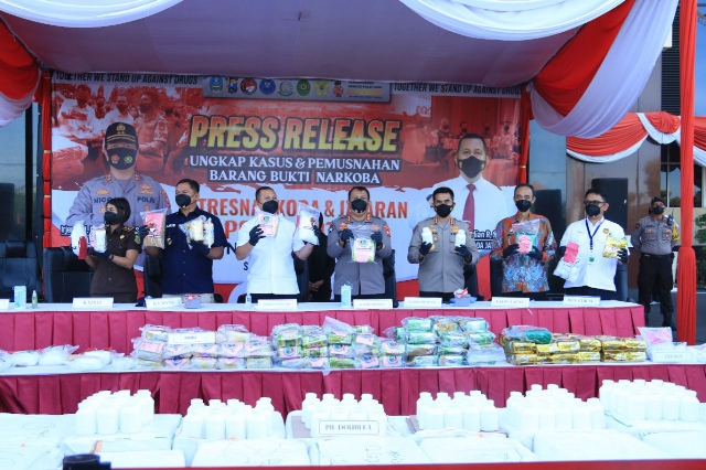 Polda Jatim Gelar Pemusnahan Barang Bukti Narkoba Tahap II