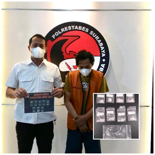 Pengedar Narkoba, Diringkus Polisi dengan Membawa 8 Poket Bungkus Sabu di Ruko Ngagel Surabaya