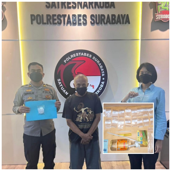 Seorang Kakek Pengedar Sabu Diringkus Satresnarkoba Polrestabes Surabaya