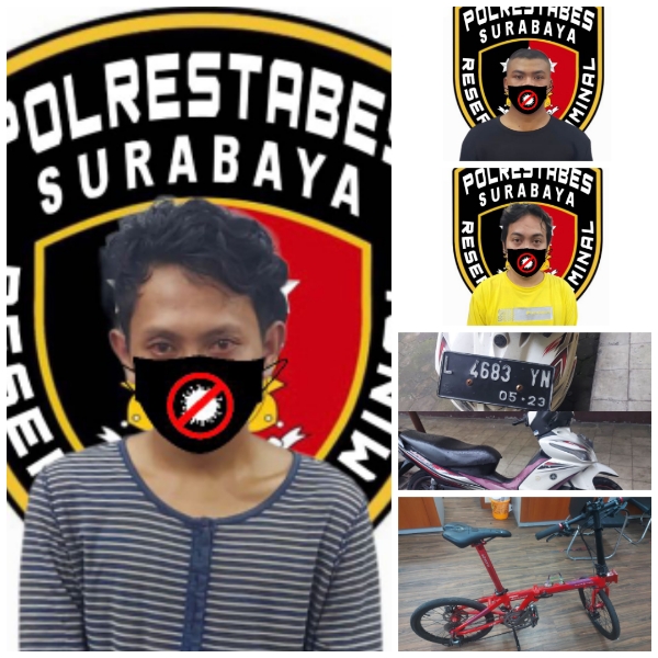 Satreskrim Polrestabes Surabaya Mengamankan 2 Pencuri dan 1 Penadah Sepeda Pancal