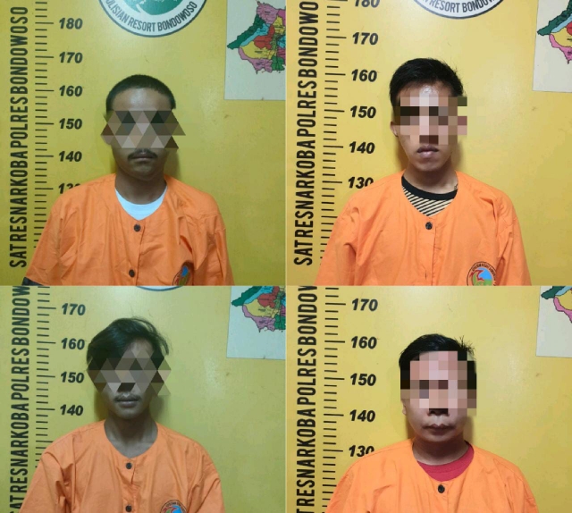 Empat Tersangka Pengedar Narkoba berhasil Diamanakan Anggota Satresnarkoba Polres Bondowoso