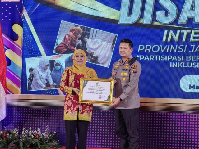 Kapolresta Malang Kota Raih Penghargaan dari Gubernur Jatim dalam Puncak Peringatan Disabilitas Internasional 2022