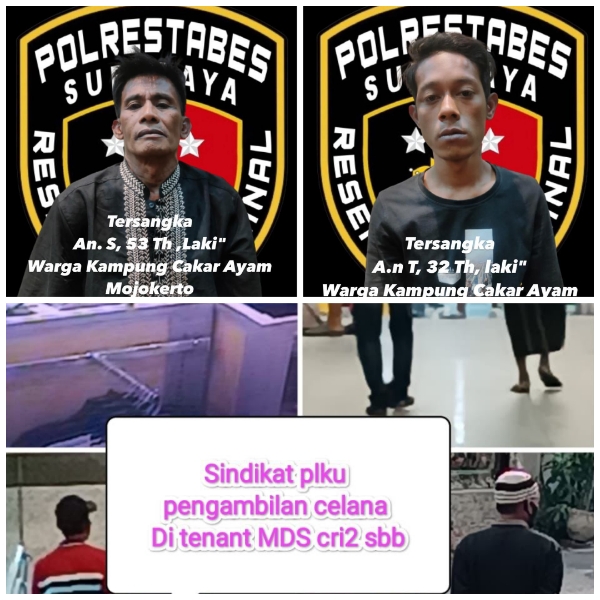 Resmob Polrestabes Surabaya Mengamankan 2 Orang Residivis Pencuri Pakaian di Plaza Royal Surabaya