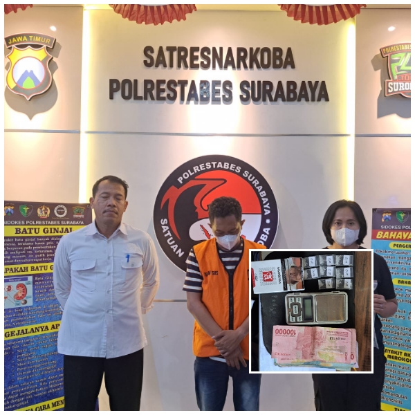 Seorang Pekerja Srabutan diamankan Anggota Satresnarkoba Polrestabes Surabaya