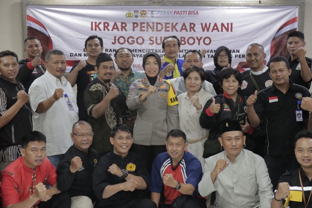 Gelar Ikrar Pendekar Wani Jogo Suroboyo bersama Polres Pelabuhan Tanjung Perak Surabaya
