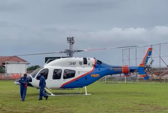 Alternatif Landing di Tulungagung Untuk Keselamatan dilakukan Pilot Halikopter Polda Jatim