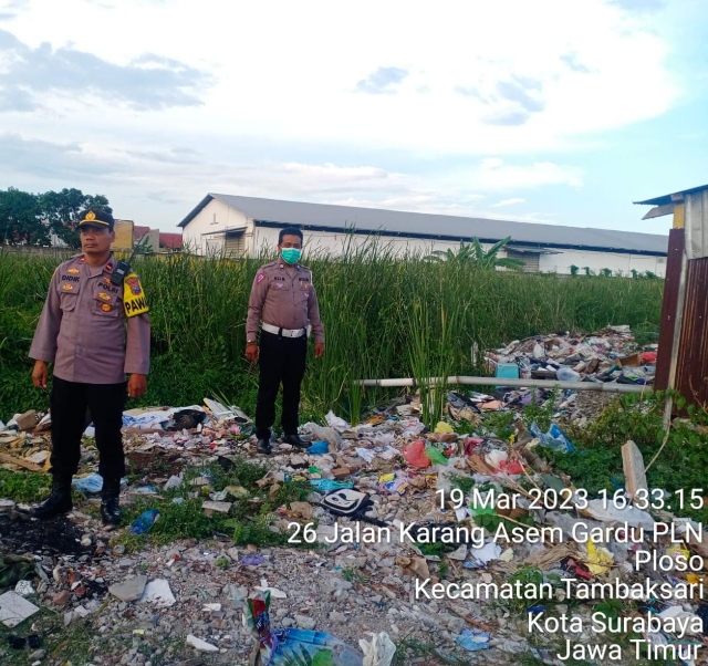 Polsek Tambaksari bersama 3 Pilar Melaksanakan Patroli Rutin Antisipasi Judi Burung Merpati di Ploso Surabaya