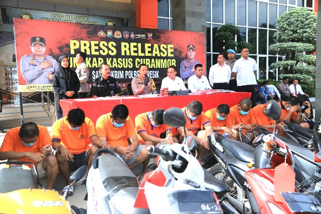 Belasan Pelaku Ranmor Dibekuk Polres Gresik