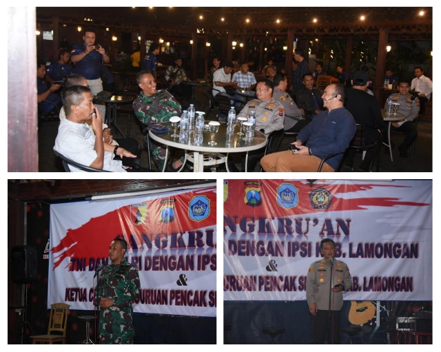 Cangkrukan “Guyub Rukun Jaga Lamongan,” TNI-Polri dan Pemda bersama IPSI Kab. Lamongan Tingkatkan Penanganan Konflik