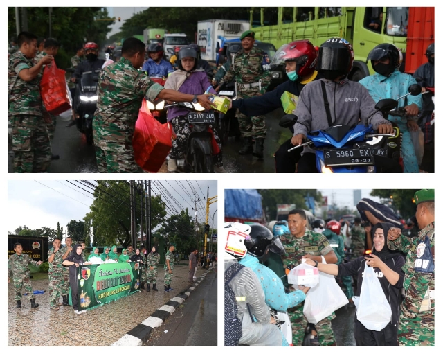 Ramadhan Berkah, Kodim 0812 dan Persit KCK cabang XXVII Bagi Ratusan Takjil untuk Pengguna Jalan