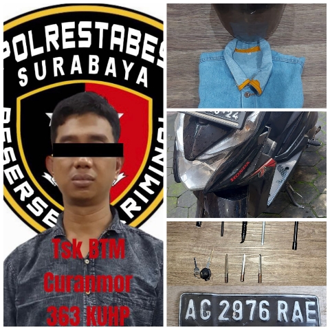 1 Pelaku Curanmor di 6 TKP Dibekuk Tim Jatanras Satreskrim Polrestabes Surabaya