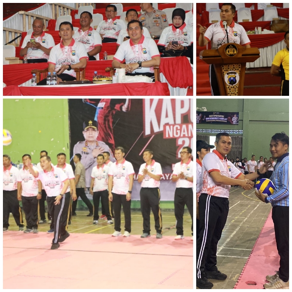 Kapolres Nganjuk : Pupuk Solidaritas dan Soliditas, Kemenangan Adalah Bonus, dalam Pembukaan Turnamen Bola Voli Kapolres Cup 2023