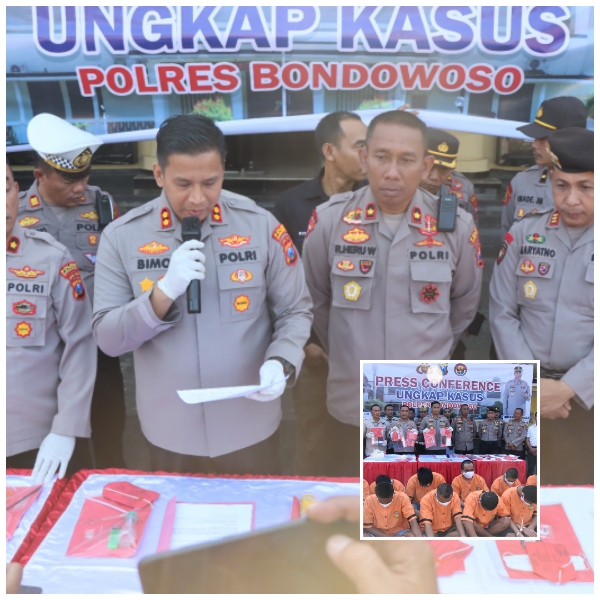 Polres Bondowoso Berhasil Ungkap 14 Kasus Narkoba 16 Tersangka Diamankan dalam OPS Sikat Semeru 2023