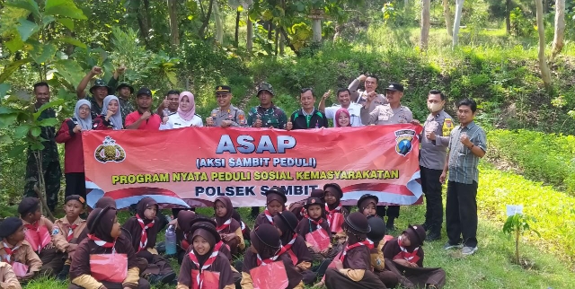 Sinergitas TNI-Polri Ajak Pelajar Gelar Penghijauan di Gunung Bancangan Sambit Ponorogo