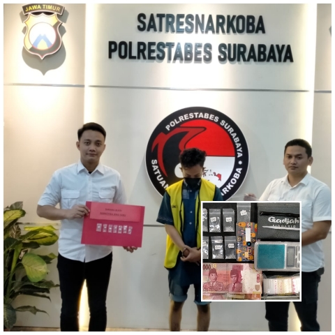 7 poket Sabu diamankan dari Bawah Kasur dan Pengedarnya Ditangkap Satresnarkoba Polrestabes Surabaya