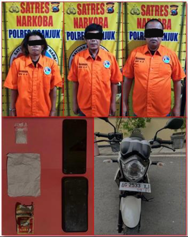 Tiga Orang Pengedar Sabu Jaringan Lokal, dan Salah Satunya Residivis berhasil Diamankan Anggota Polres Nganjuk