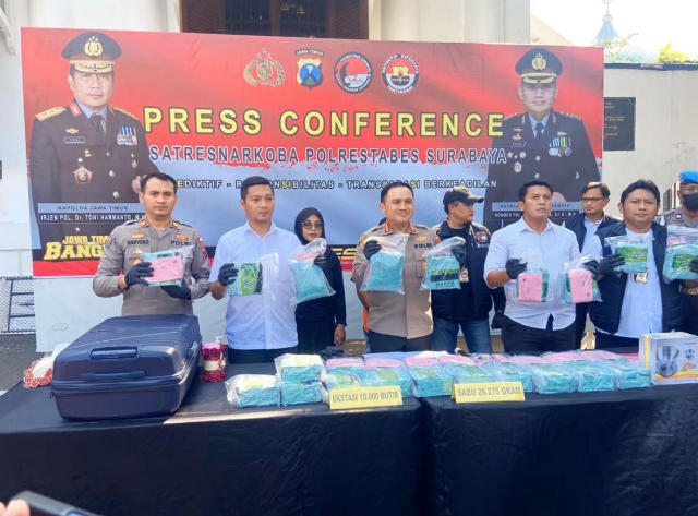Pengedar Sabu 28 Kg dan Ribuan Ekstasi Berhasil Diamankan Polrestabes Surabaya 