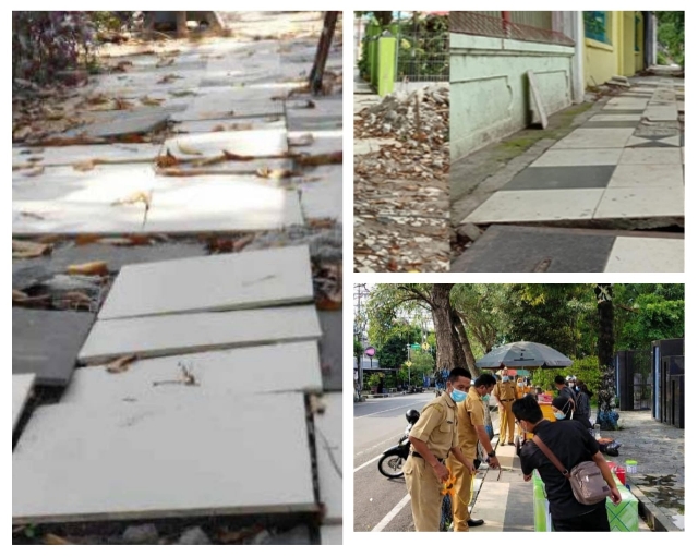 Menata Elemen Keindahan Kota Lamongan Segera Perbaiki Sembilan Titik Trotoar yang Rusak