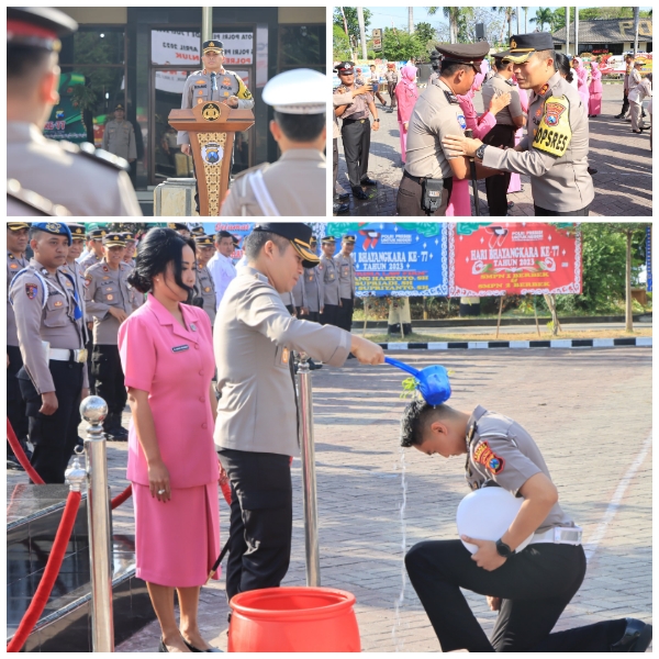 Gelar Upacara Kenaikan Pangkat Personel Polri dan ASN Dijajaran Polres Nganjuk