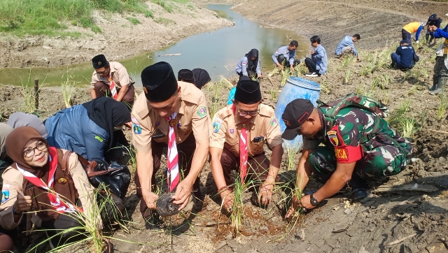 Peduli Lingkungan, Penanaman Rumput Vetiver untuk Pengendalian Erosi Kali Lamong