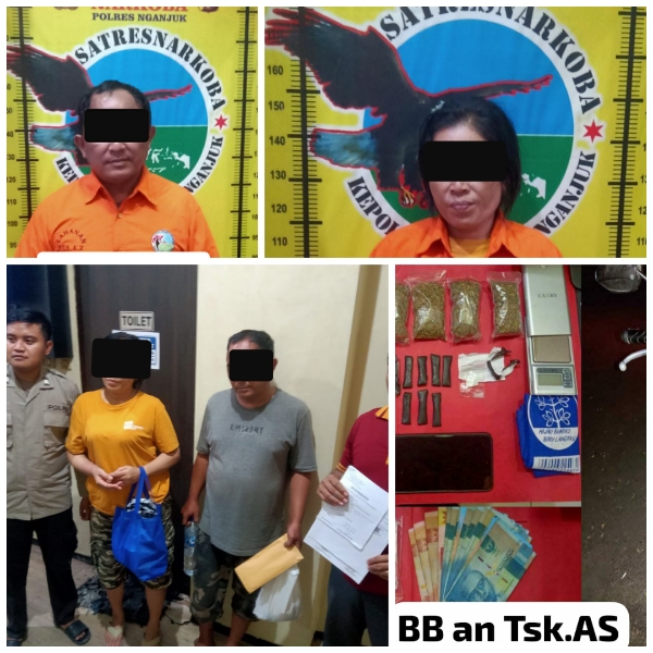 Polres Nganjuk Tangkap Sepasang Laki-laki dan Perempuan Pengedar Sabu dan Ganja