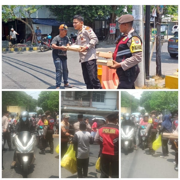 Pemandangan Mengesankan saat Berada di depan Kantor Polsek Simokerto dalam Jumat Berkah bersama Kapolsek Simokerto