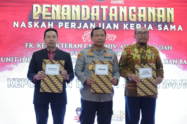 Polda Jatim Tandatangani Perjanjian Kerja Sama dengan FKG Unair dan PT. PLN (Persero)