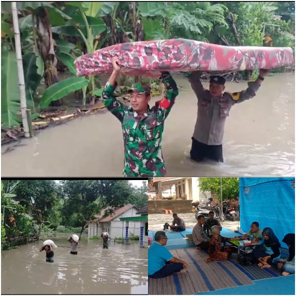 Polres Ngawi Bersama TNI Sigap Bantu Warga Terdampak Banjir dalam Tanggap Bencana