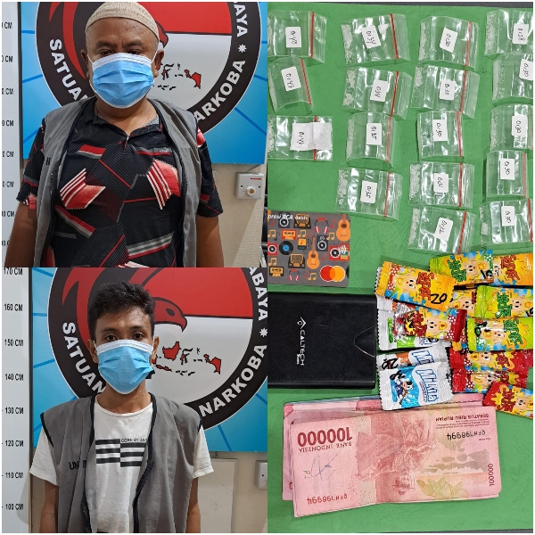 Dua Pelaku yang Diduga Pengedar Sabu Diamankan Anggota Satresnarkoba Polrestabes Surabaya
