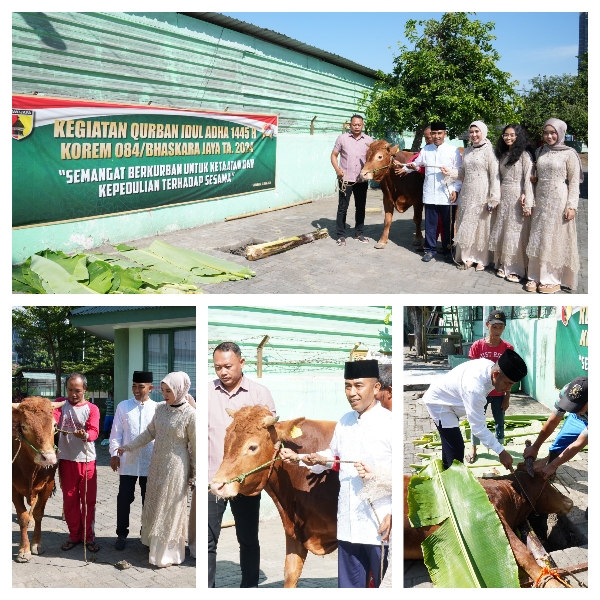 Danrem 084/Bhaskara Jaya Menyerahkan Hewan Qurban Kepada Panitia Qurban Masjid Al-Wathon Korem 084/Bhaskara Jaya