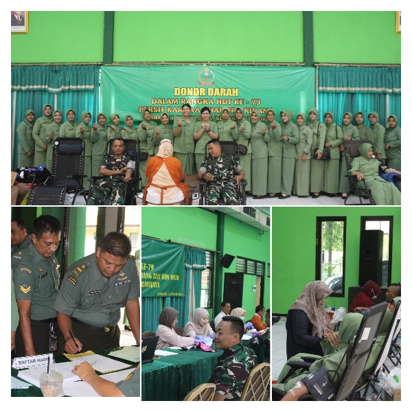 Kodim 0830/Surabaya Utara Gelar Donor Darah Bersama Persit KCK Cabang XLIX Dim 0830