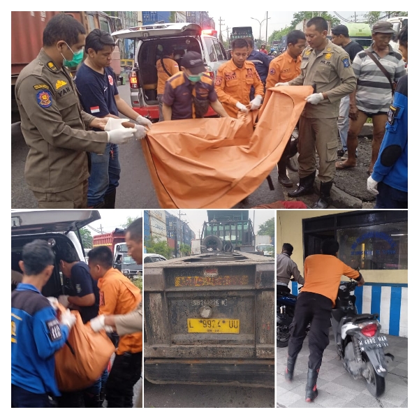 Kecelakaan Lalu Lintas Melibatkan Dua Kendaraan R2 VS Truk Kontainer, Seorang Pengendara R2 Meninggal Dunia