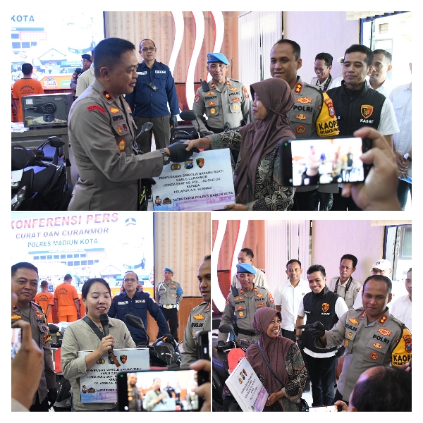 Polres Madiun Kota Temukan dan Serahkan Motor yang Hilang, Korban Curanmor Tersenyum Riang