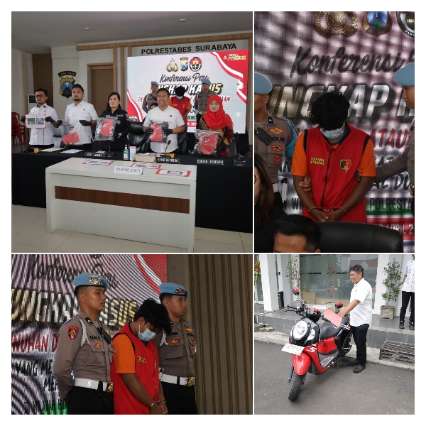 Polrestabes Surabaya Ungkap Kasus Pembunuhan atau Penganiayaan yang Mengakibatkan Korban Meninggal Dunia
