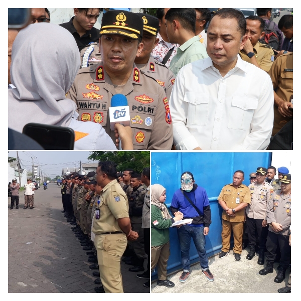 Pemkot Surabaya Segel Gudang Sentoso Seal dengan Didampingi Anggota Polres Pelabuhan Tanjung Perak
