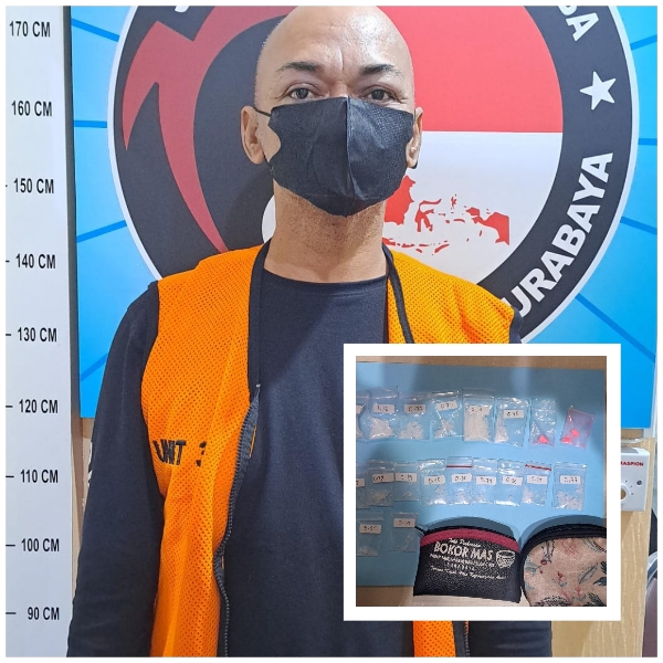 Seorang Residivis Kasus Narkoba dengan Mengedarkan Sabu dan Extacy Diamankan Anggota Satresnarkoba Polrestabes Surabaya