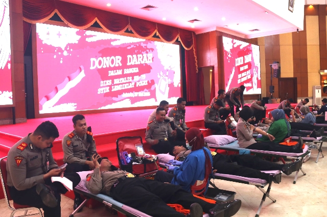 Donor Darah dalam Menyambut Dies Natalis ke-79 Digelar STIK Lemdiklat Polri