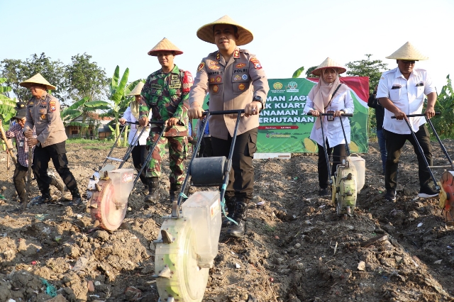Kapolres Pelabuhan Tanjung Perak Pimpin Penanaman Benih Jagung di Kenjeran dalam Bersinergi Wujudkan Ketahanan Pangan