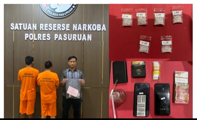 Polres Pasuruan Amankan Pasutri Pengedar Narkoba, 4,5 Gram Sabu Disita